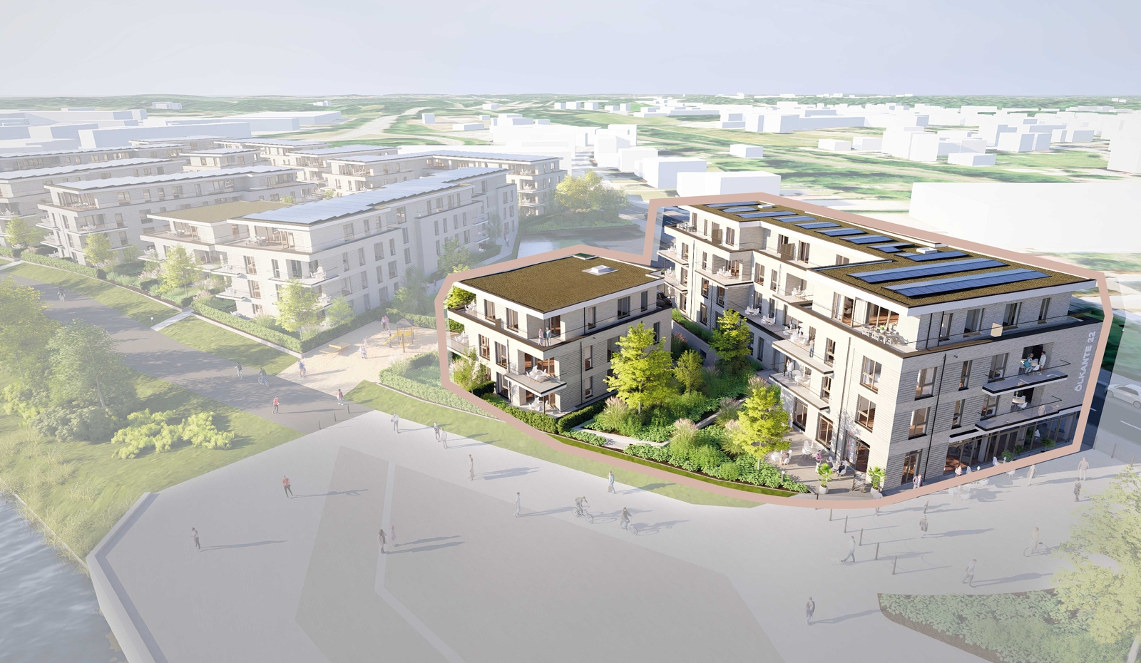 Luftbild-Visualisierung des Quartiers &Ouml;lkante 22 an der Sch&uuml;tzenstra&szlig;e in Meppen